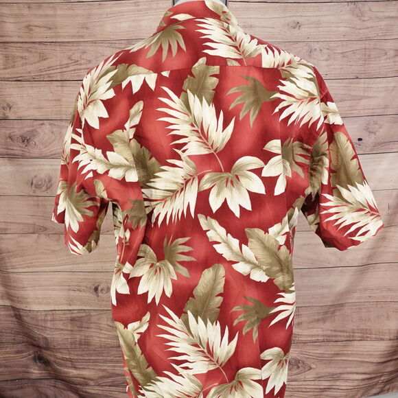 PIERRE CARDIN SHORT SLEEVE RED FLORAL COTTON BUTTON UP HAWAIIAN SHIRTS MENS SZ L - Picture 4 of 6